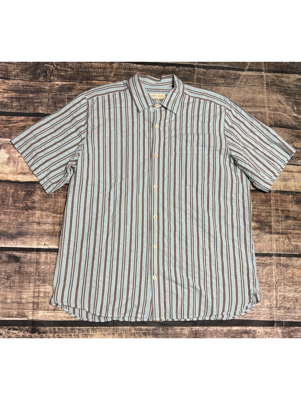 The Territory Ahead Shirt Mens XL Linen Blend Pocket Button Up Striped